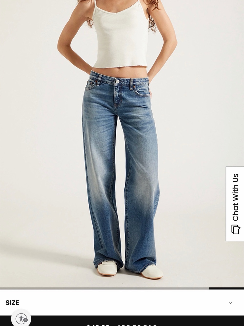 PacSun Women's Wide-Leg Washed Blue Jeans